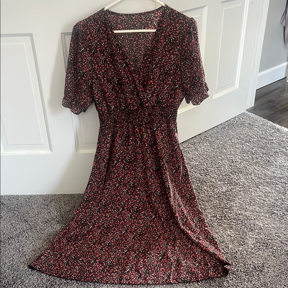 Floral Black and Red Women's Dress